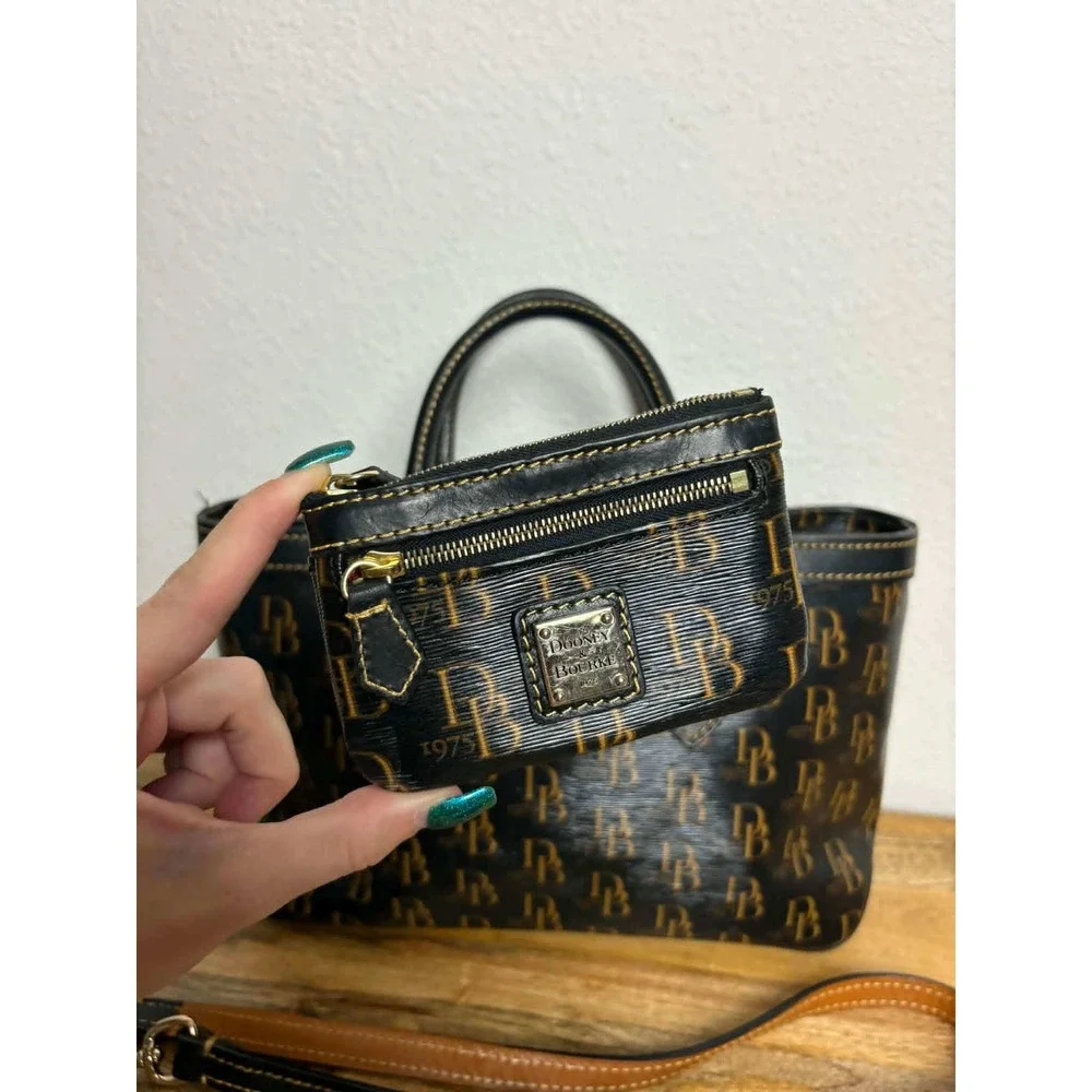 Dooney & Bourke Black Monogram 1975 Satchel with Matching Wallet & Coin Pouch